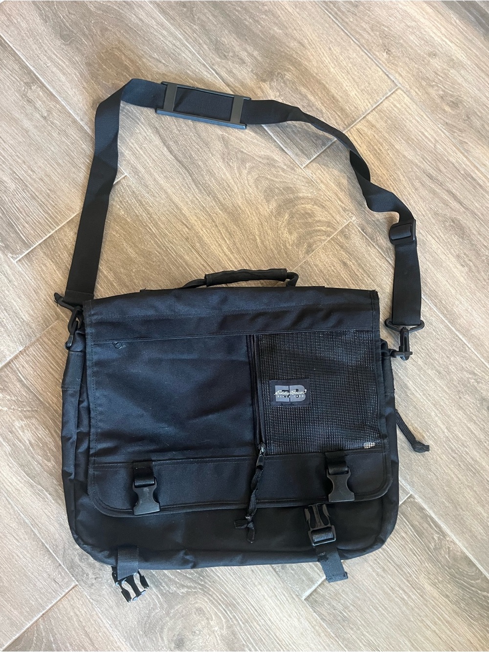 Eddie Bauer Black Men's Messenger Bag with Adjustable Strap